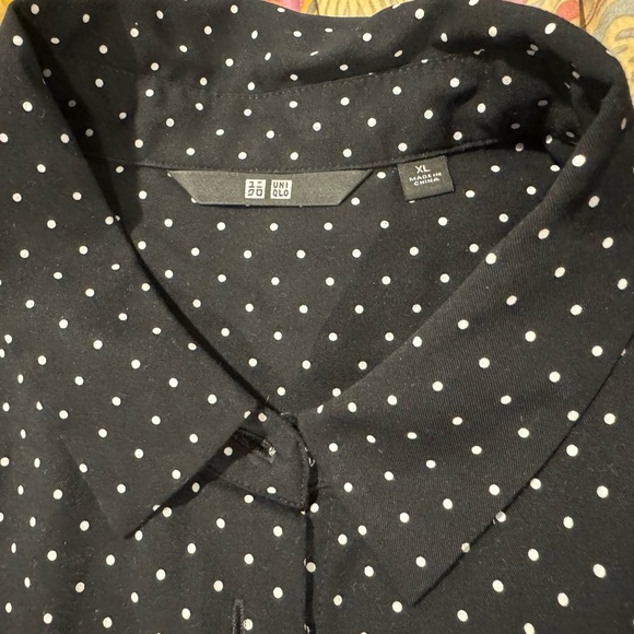 Uniqlo button don black and white polka dot skirt - Picture 3 of 5